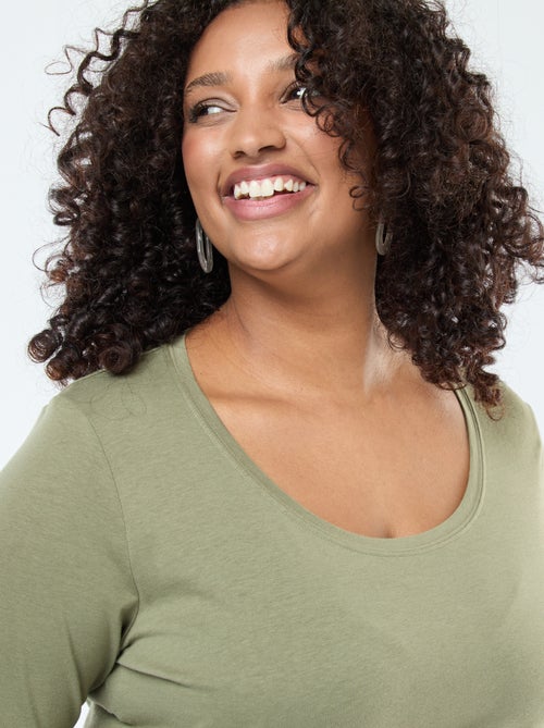 Camiseta de manga larga lisa de punto - Kiabi