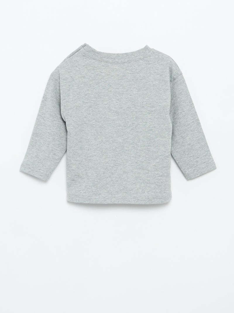 Camiseta de manga larga lisa Gris - Kiabi