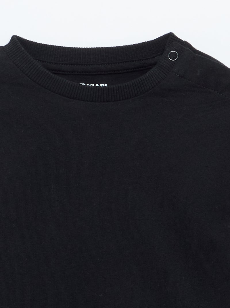 Camiseta de manga larga lisa Negro - Kiabi