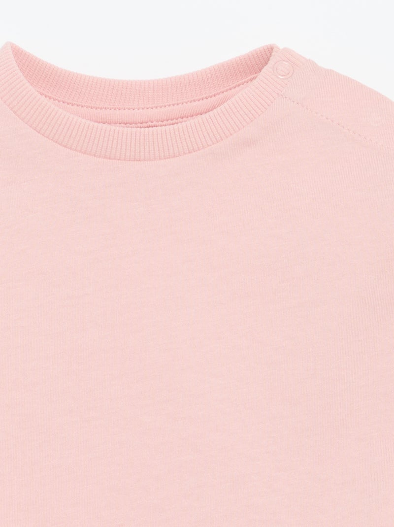 Camiseta de manga larga lisa Rosa - Kiabi