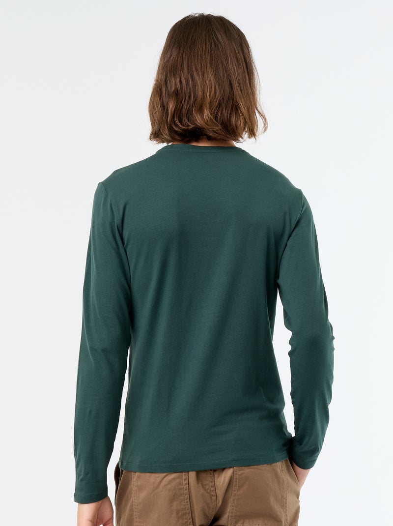 Camiseta de manga larga lisa Verde - Kiabi