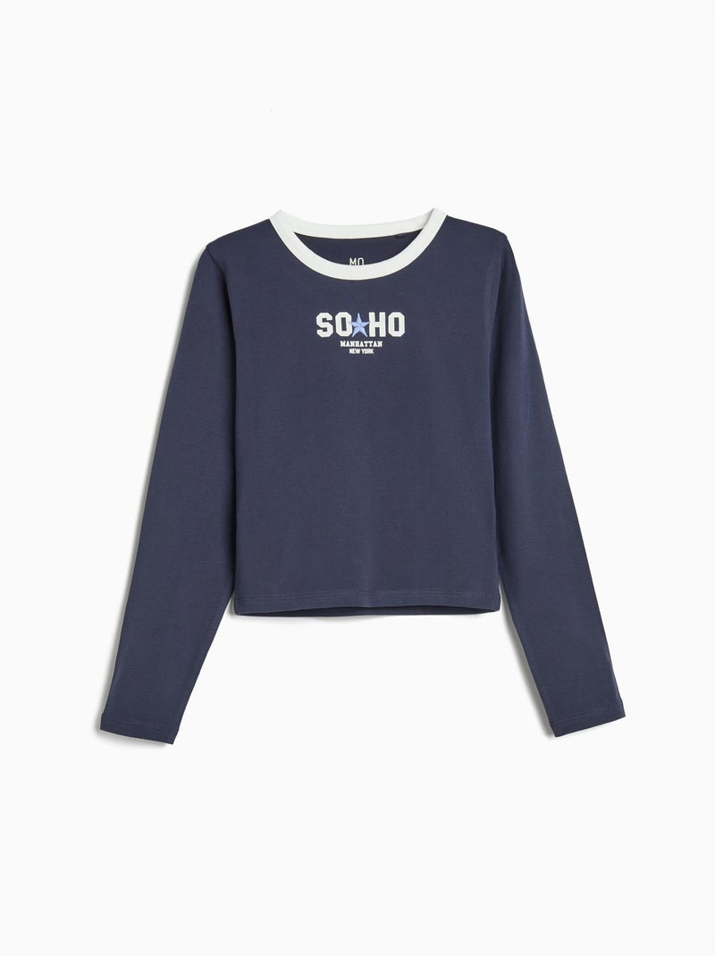Camiseta de manga larga, MO Fashion Azul - Kiabi