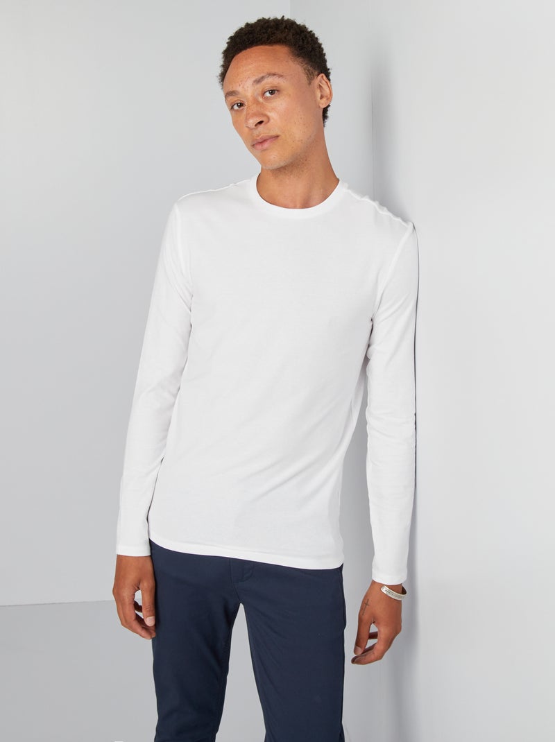 Camiseta de manga larga muscle fit blanco - Kiabi