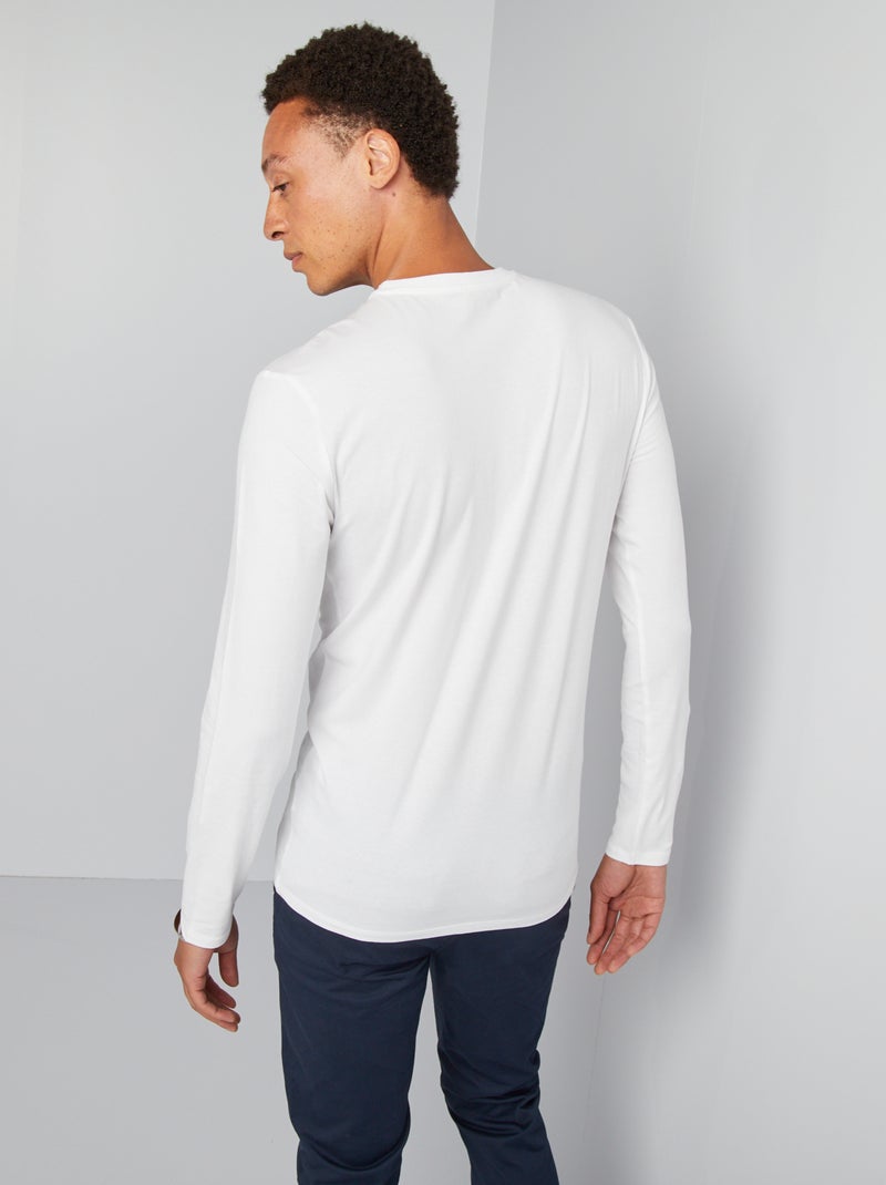Camiseta de manga larga muscle fit blanco - Kiabi