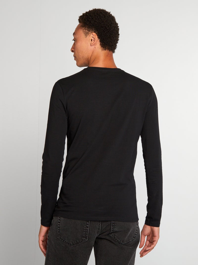 Camiseta de manga larga muscle fit negro - Kiabi