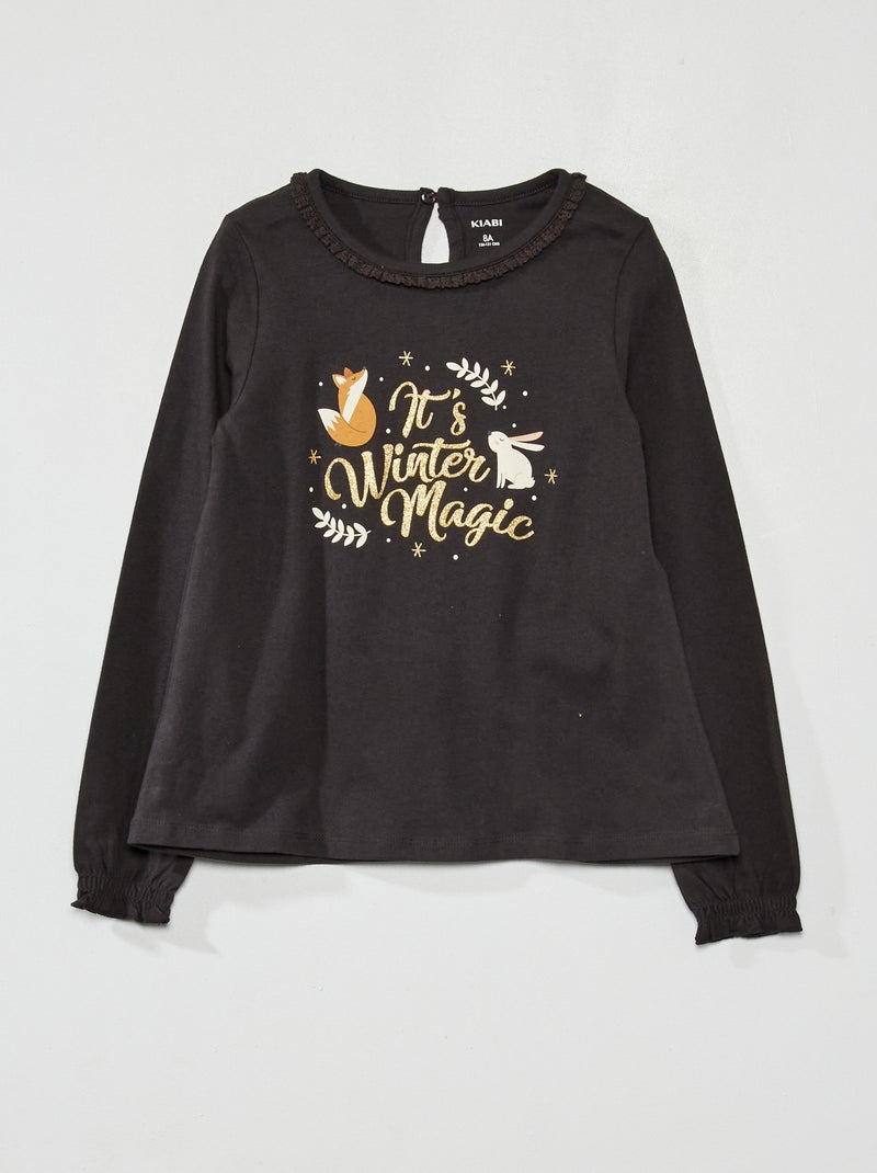 Camiseta de manga larga NEGRO - Kiabi