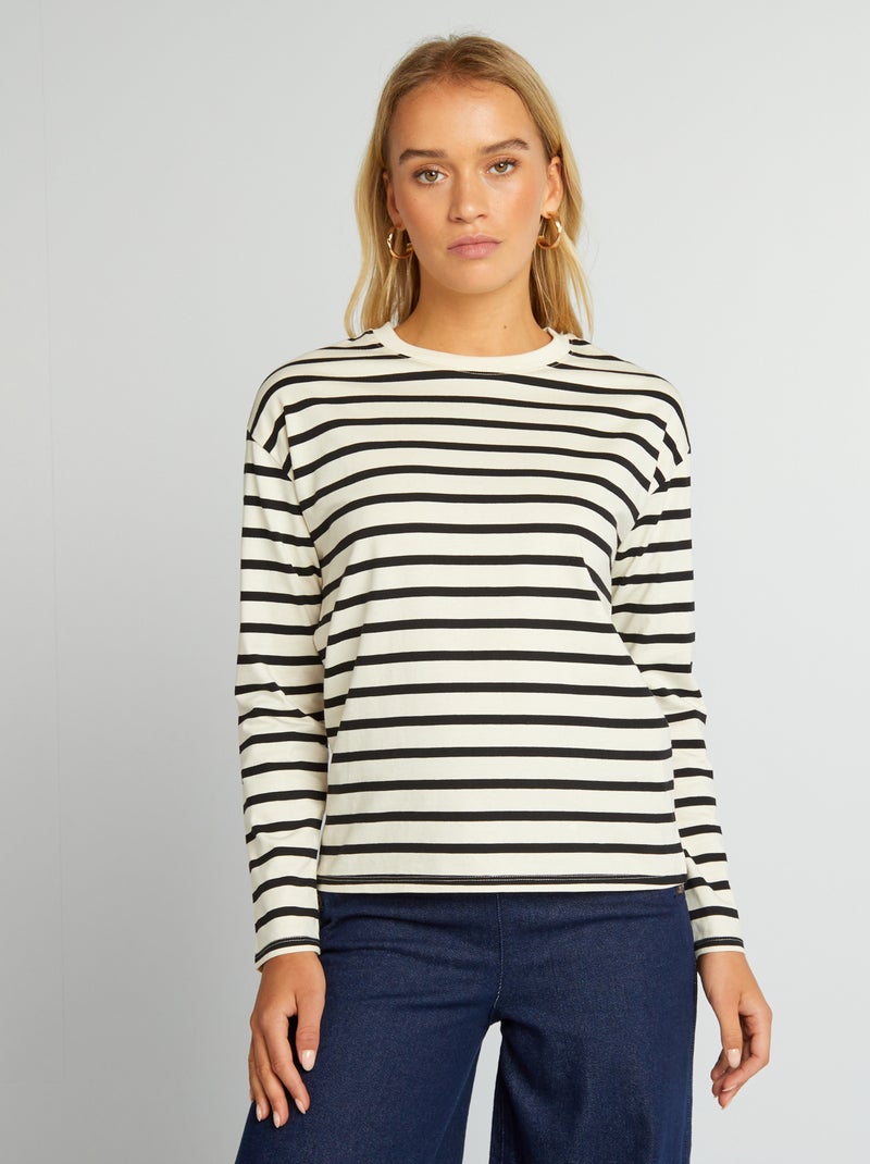 Camiseta de manga larga oversize BLANCO - Kiabi