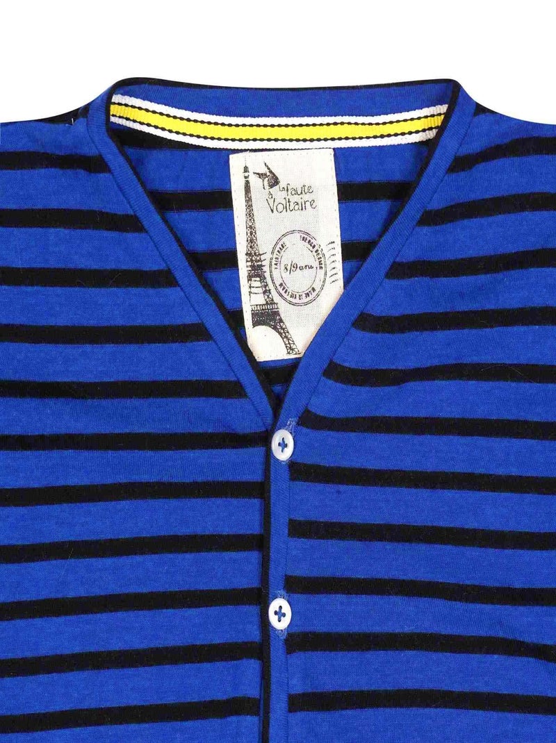 Camiseta de manga larga para niño | Rayas azules | ELVIS Azul Azul marino - Kiabi