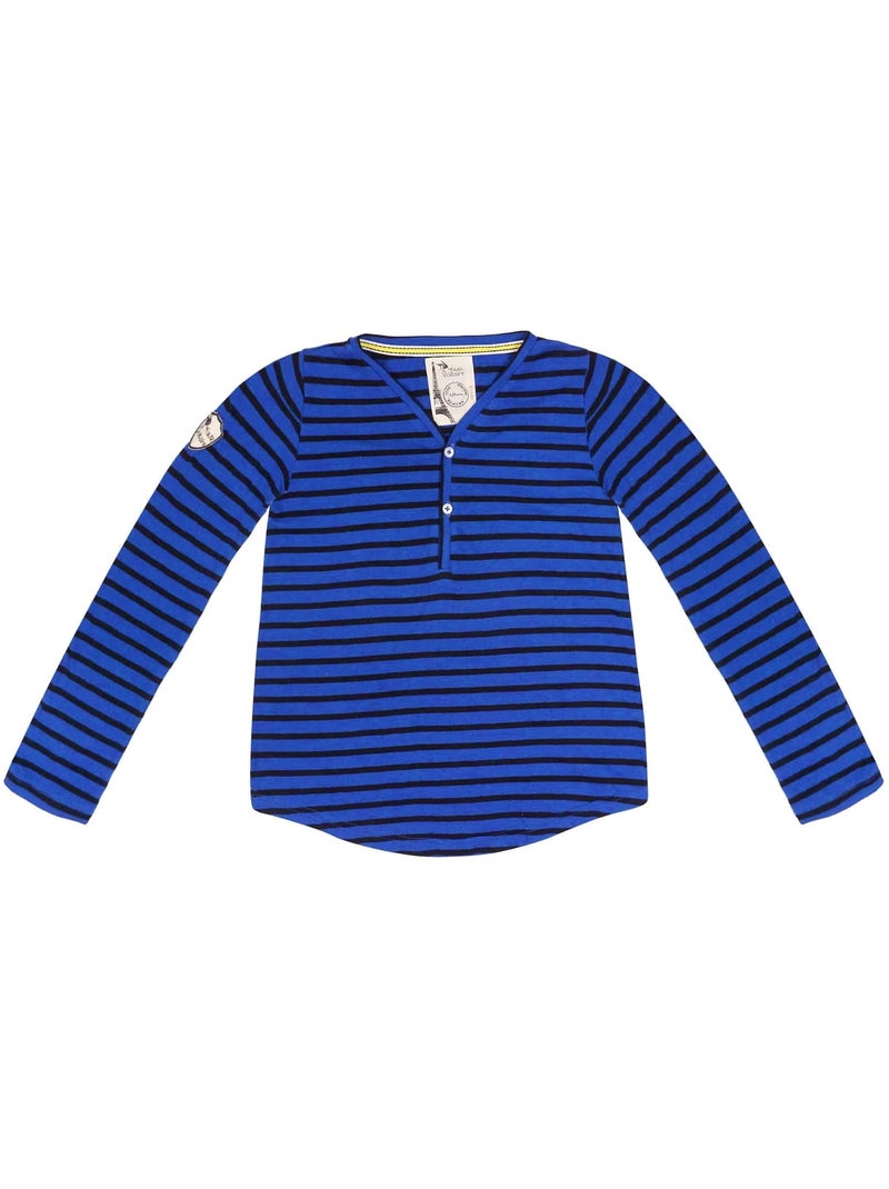 Camiseta de manga larga para niño | Rayas azules | ELVIS Azul Azul marino - Kiabi