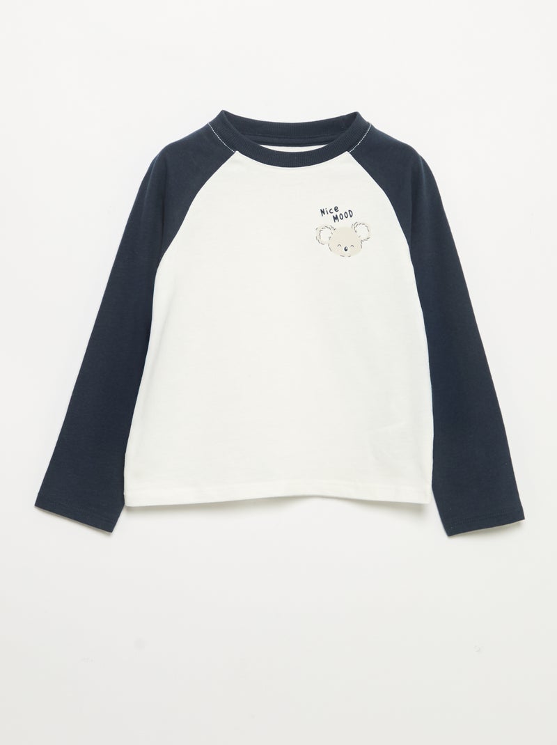 Camiseta de manga larga raglán Azul - Kiabi