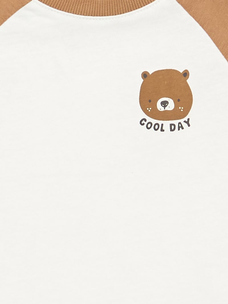Camiseta de manga larga raglán Marron - Kiabi
