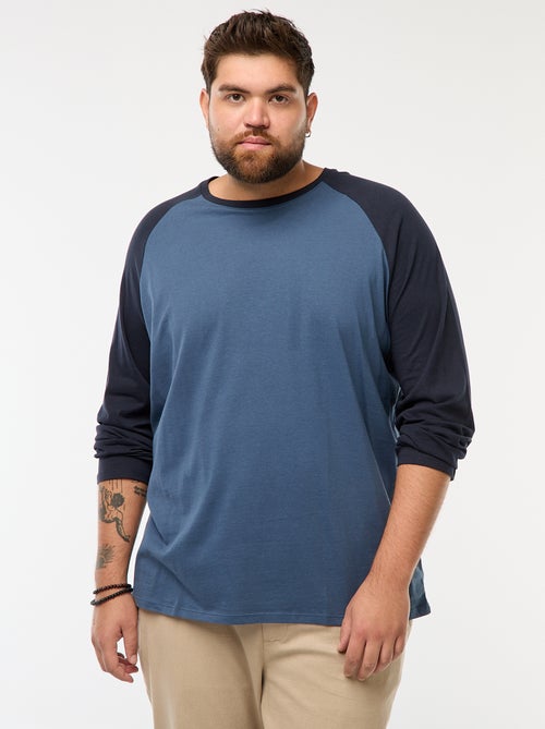 Camiseta de manga larga raglán y cuello redondo - Kiabi