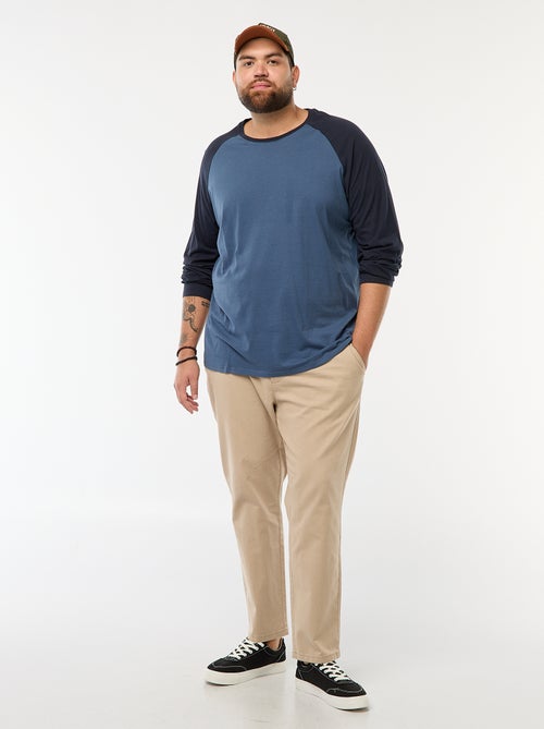 Camiseta de manga larga raglán y cuello redondo - Kiabi