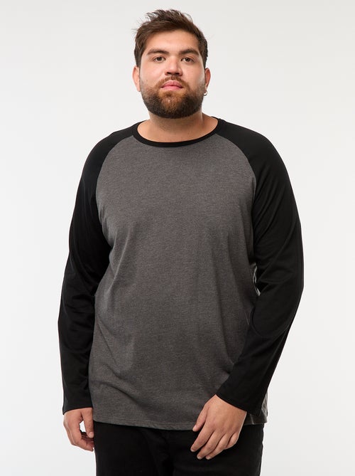 Camiseta de manga larga raglán y cuello redondo - Kiabi