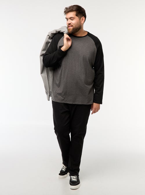 Camiseta de manga larga raglán y cuello redondo - Kiabi