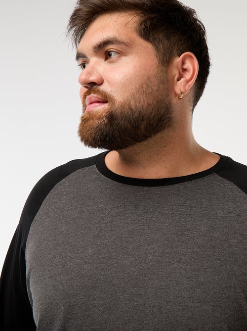 Camiseta de manga larga raglán y cuello redondo - Kiabi