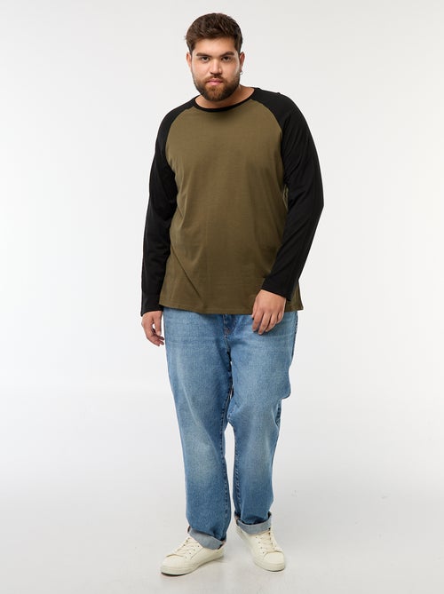 Camiseta de manga larga raglán y cuello redondo - Kiabi