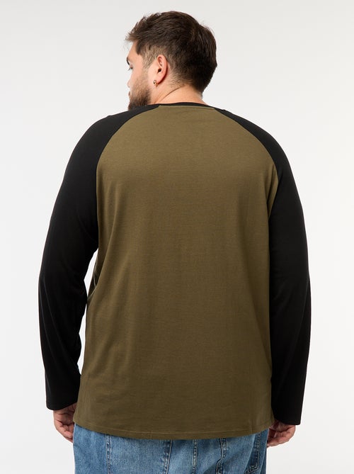 Camiseta de manga larga raglán y cuello redondo - Kiabi