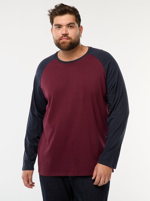 Camiseta de manga larga raglán y cuello redondo - Kiabi