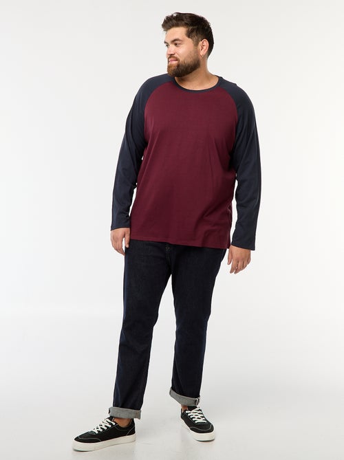 Camiseta de manga larga raglán y cuello redondo - Kiabi