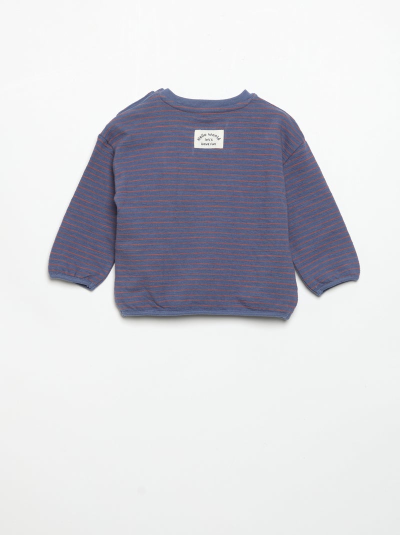 Camiseta de manga larga rayada Azul - Kiabi