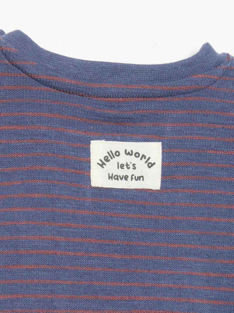 Camiseta de manga larga rayada Azul - Kiabi