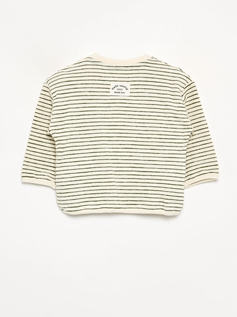 Camiseta de manga larga rayada Verde - Kiabi