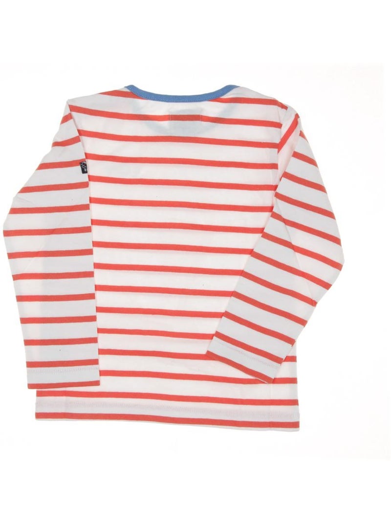 Camiseta de Manga Larga Rayas para Niños Naranja - Kiabi