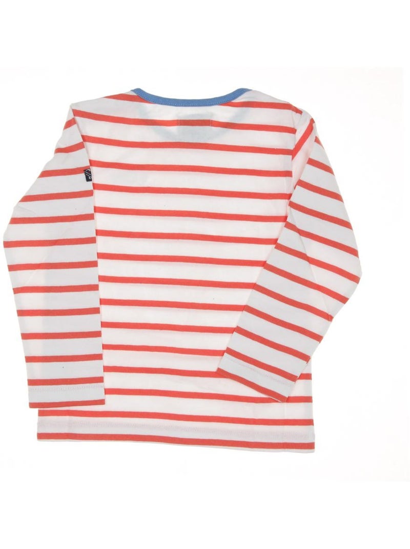 Camiseta de Manga Larga Rayas para Niños Naranja - Kiabi