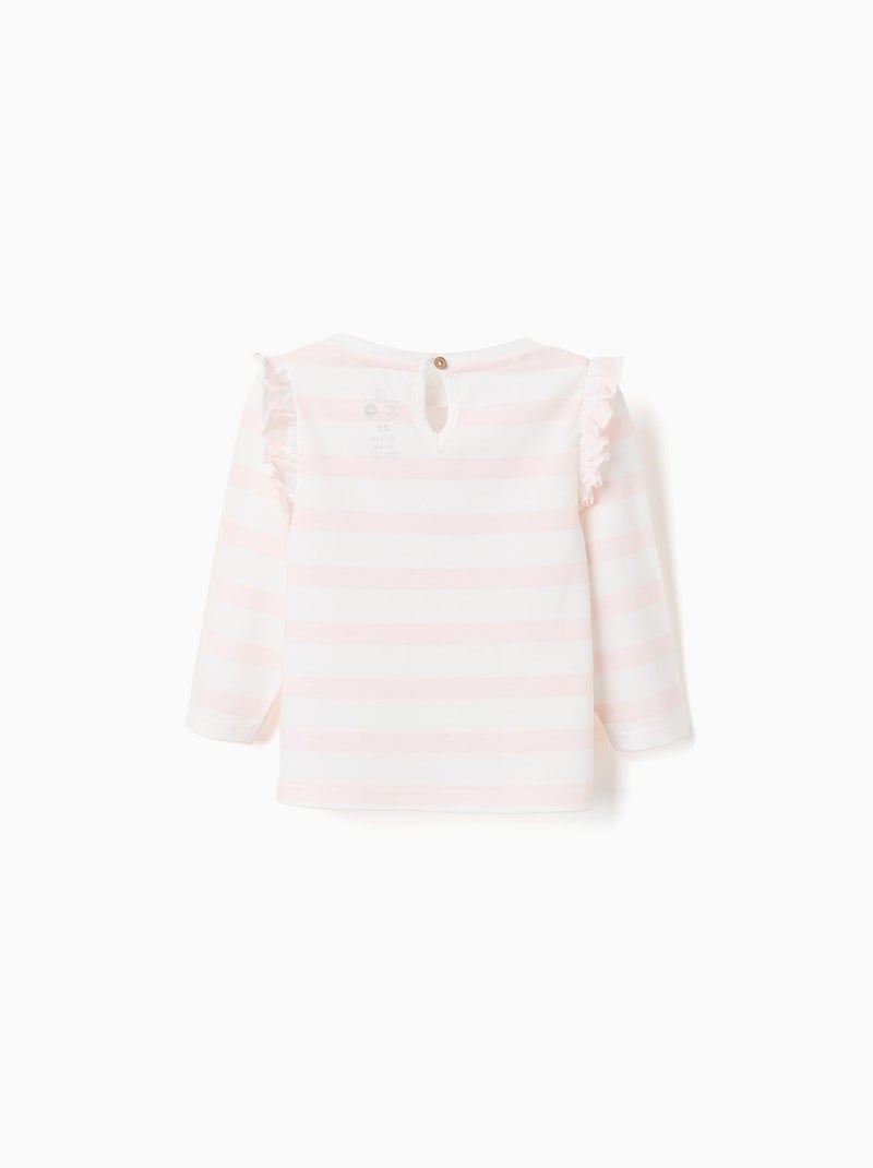 Camiseta de Manga Larga Rayas Rosa claro - Kiabi