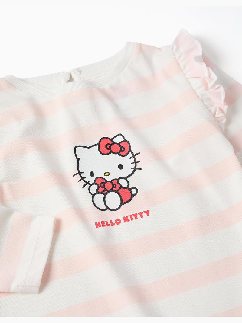 Camiseta de Manga Larga Rayas Rosa claro - Kiabi