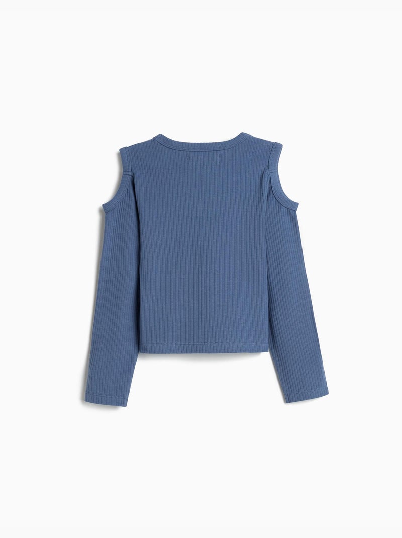 Camiseta de manga larga recortada, MO Fashion Azul - Kiabi
