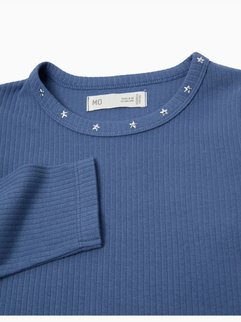 Camiseta de manga larga recortada, MO Fashion Azul - Kiabi