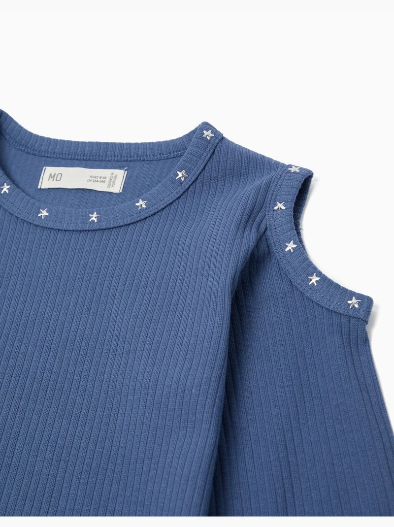 Camiseta de manga larga recortada, MO Fashion Azul - Kiabi