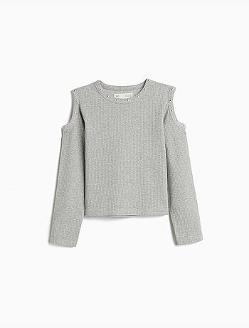 Camiseta de manga larga recortada, MO Fashion