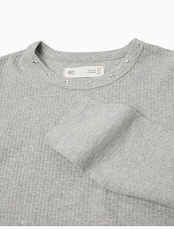 Camiseta de manga larga recortada, MO Fashion
