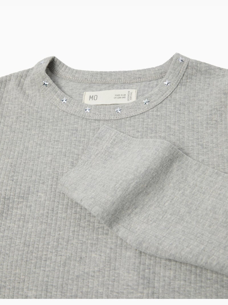 Camiseta de manga larga recortada, MO Fashion Gris - Kiabi