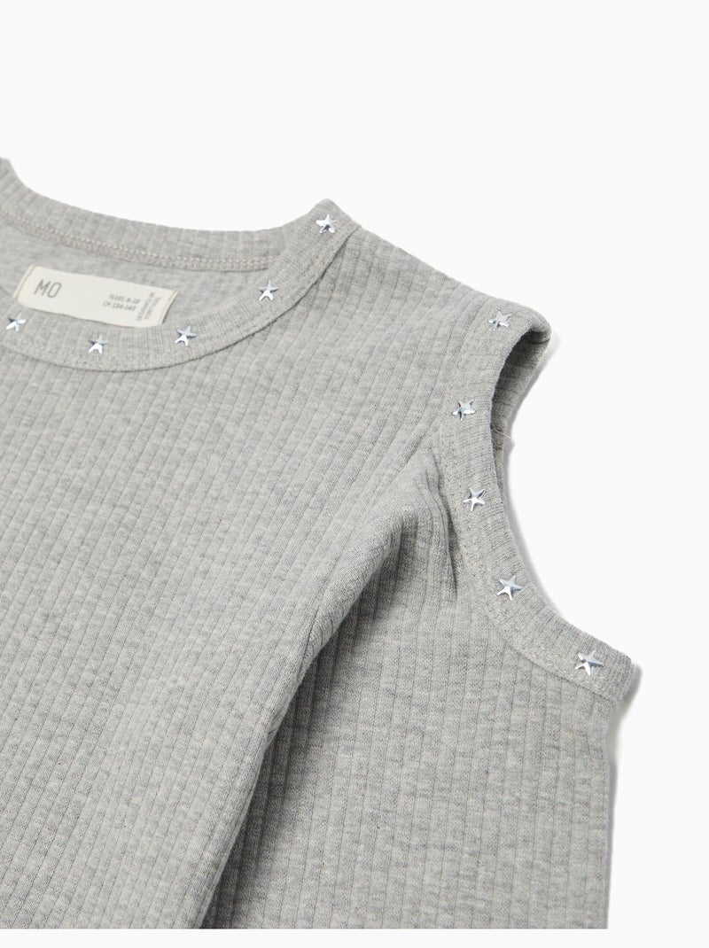 Camiseta de manga larga recortada, MO Fashion Gris - Kiabi