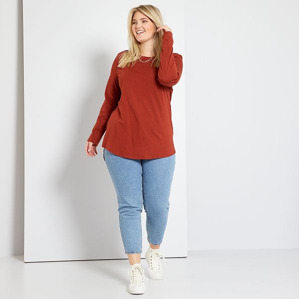 Camiseta de manga larga tallas grandes mujer - ROJO - Kiabi - 12,00€