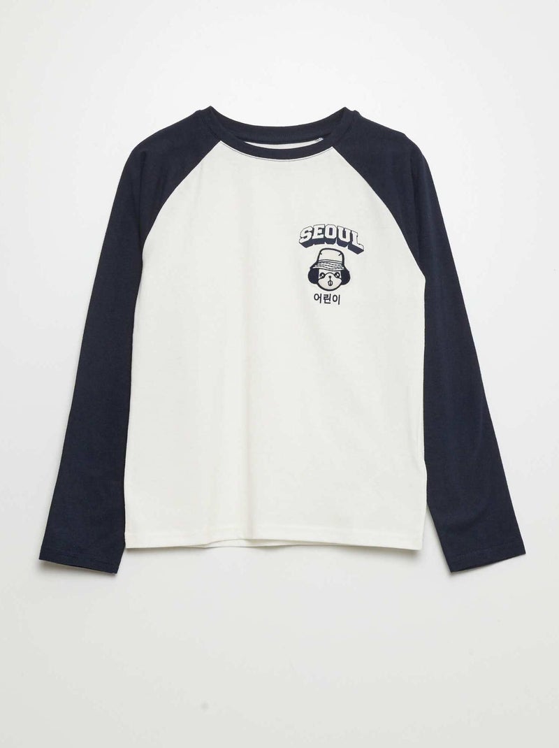 Camiseta de manga larga 'Seúl' BLANCO - Kiabi