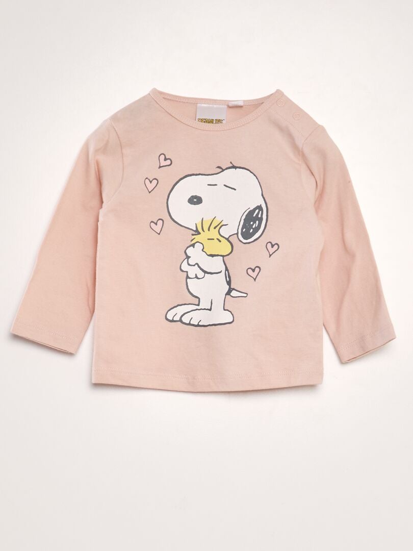Camiseta de manga larga 'Snoopy' ROSA - Kiabi