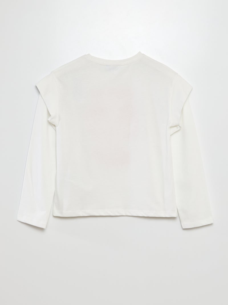 Camiseta de manga larga 'Stitch' BEIGE - Kiabi
