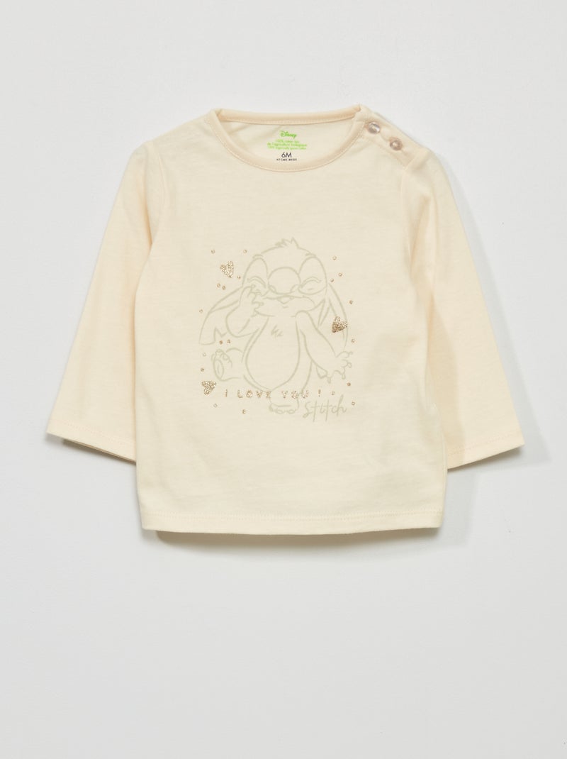 Camiseta de manga larga 'Stitch' BLANCO - Kiabi
