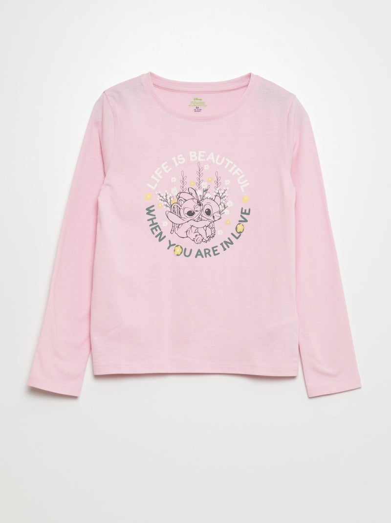 Camiseta de manga larga 'Stitch' 'Disney' ROSA - Kiabi
