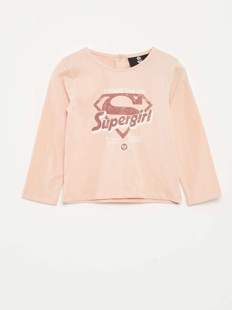 Camiseta de manga larga 'Supergirl' 'DC Comics' Rosa - Kiabi