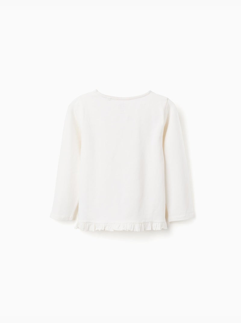 Camiseta de Manga Larga Tejido con Estampado Blanco - Kiabi