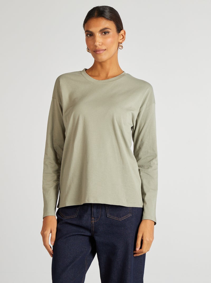 Camiseta de manga larga VERDE - Kiabi