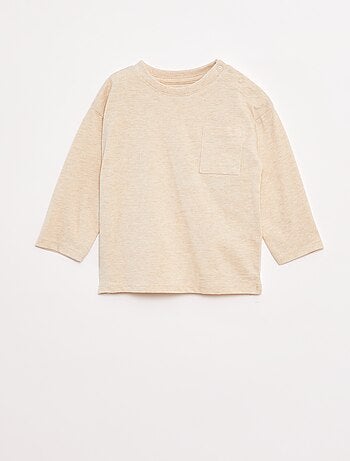 Camiseta de manga larga y bolsillo en el pecho