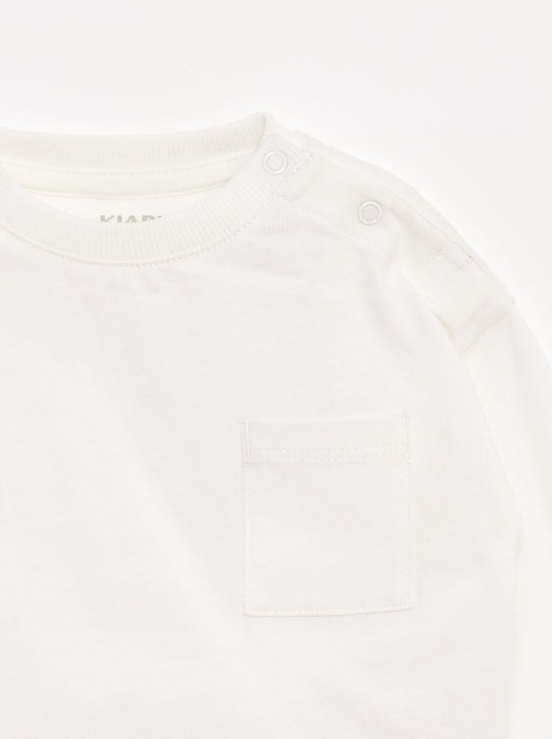 Camiseta de manga larga y bolsillo en el pecho Blanco - Kiabi