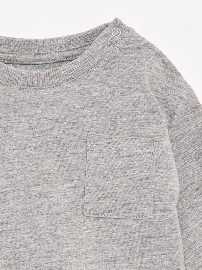 Camiseta de manga larga y bolsillo en el pecho Gris - Kiabi